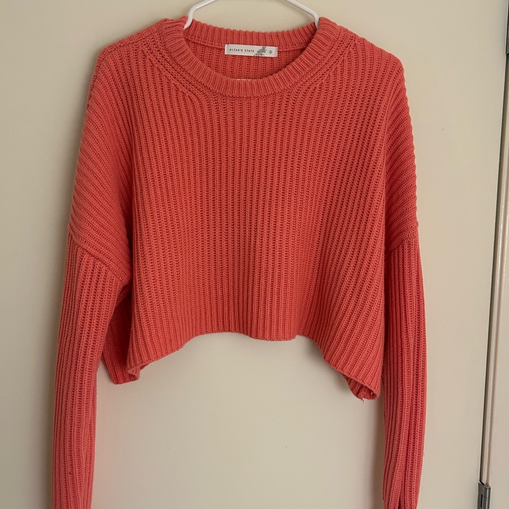 Altar’d State Vibrant Pink Crew Neck Sweater